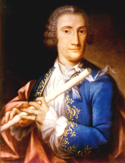 Portrait of a flutist, possibly Quantz, by Jean Chrétien de la Fontaine (1751) (private collection, Washington DC)